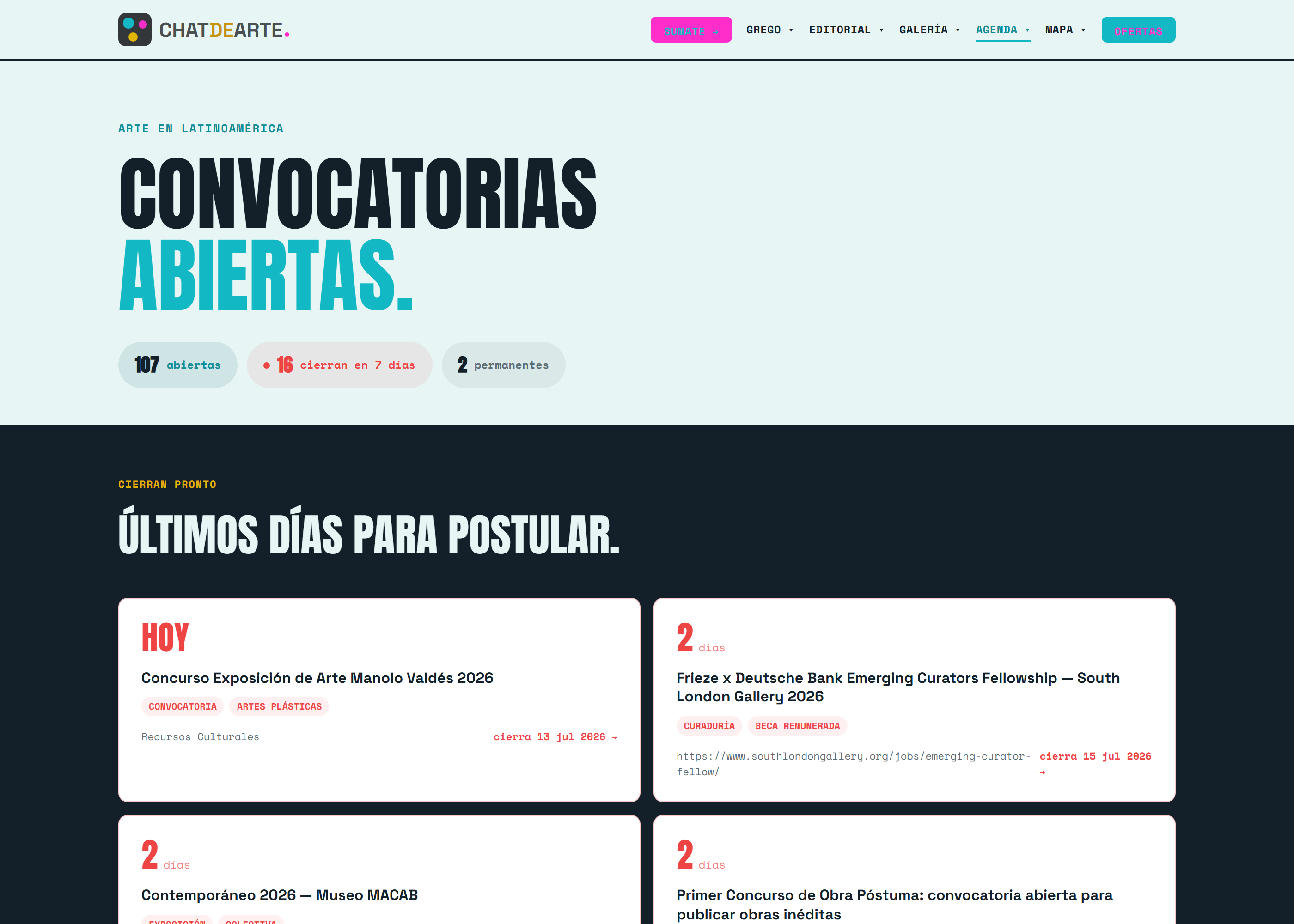 Convocatorias en chatdearte.art
